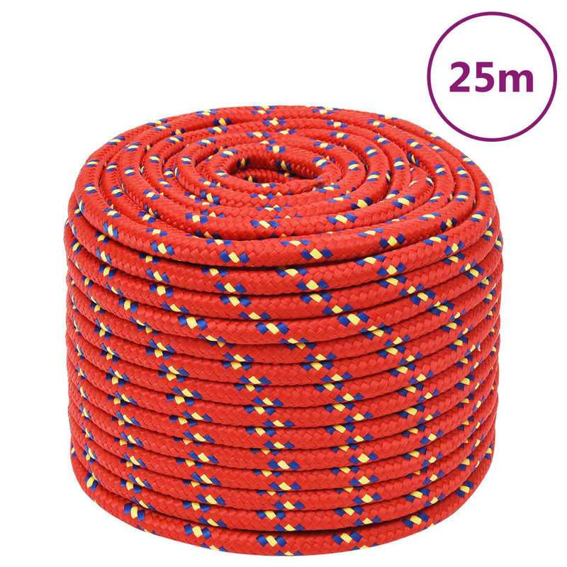 TEMU Boat Rope 14mm 25m Polypropylene Rood This Boat Rope Is A For Sailing And Boating Ideal For Use In Any Type Of Rigging The Braided Rope Of