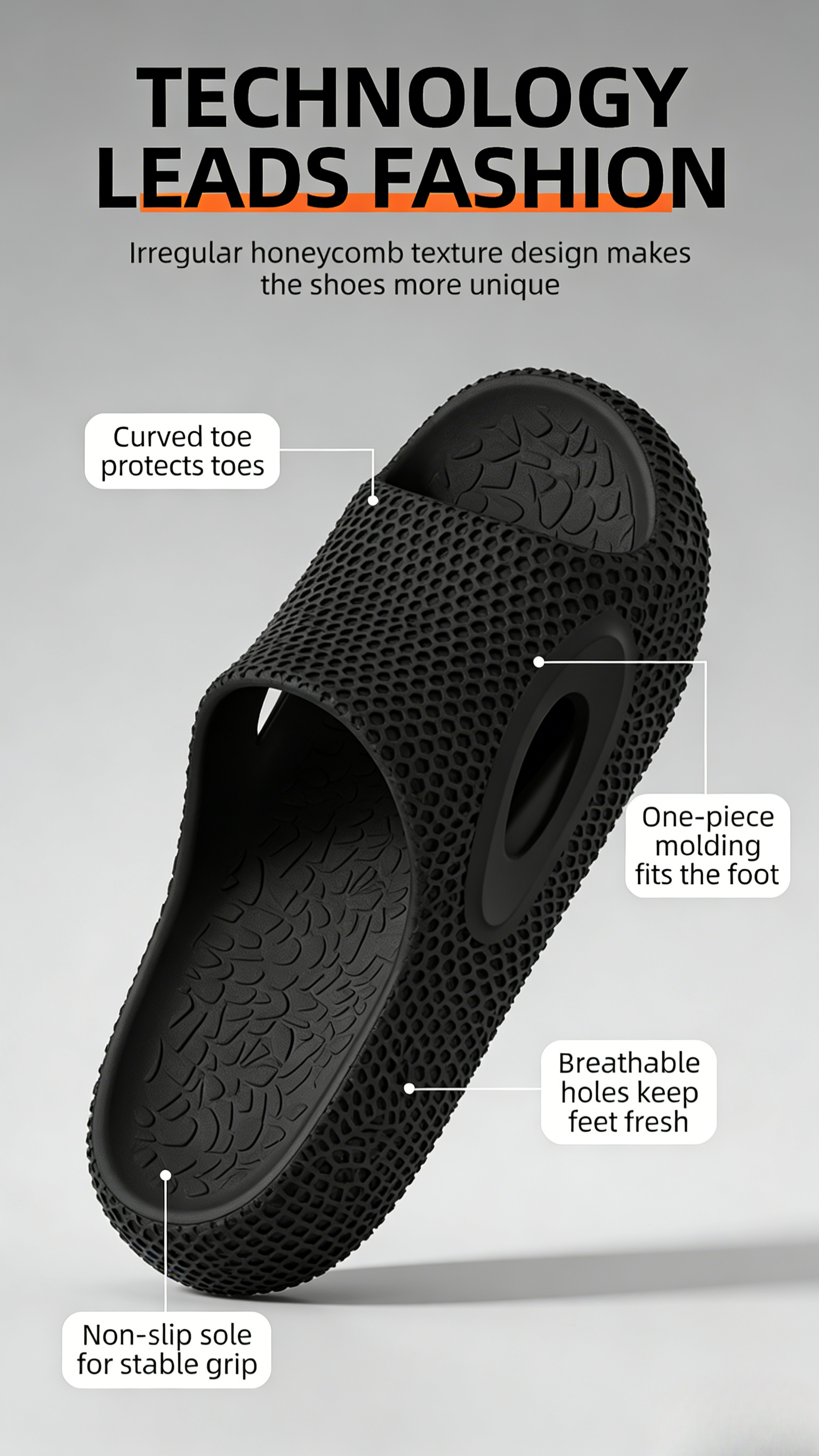 High-End Three-Dimensional Textured Unisex Outdoor Non-Slip Odor-Resistant Silent Couple Summer Cloud-Like Sports Slippers