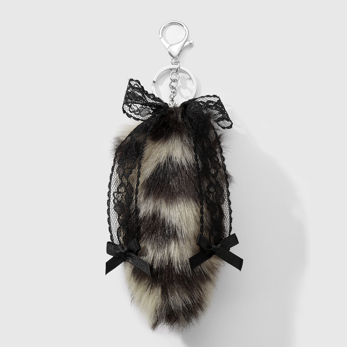 TEMU Y2k Vintage Leopard Print Tiger Print Plush Tail Keychain Bag Charm