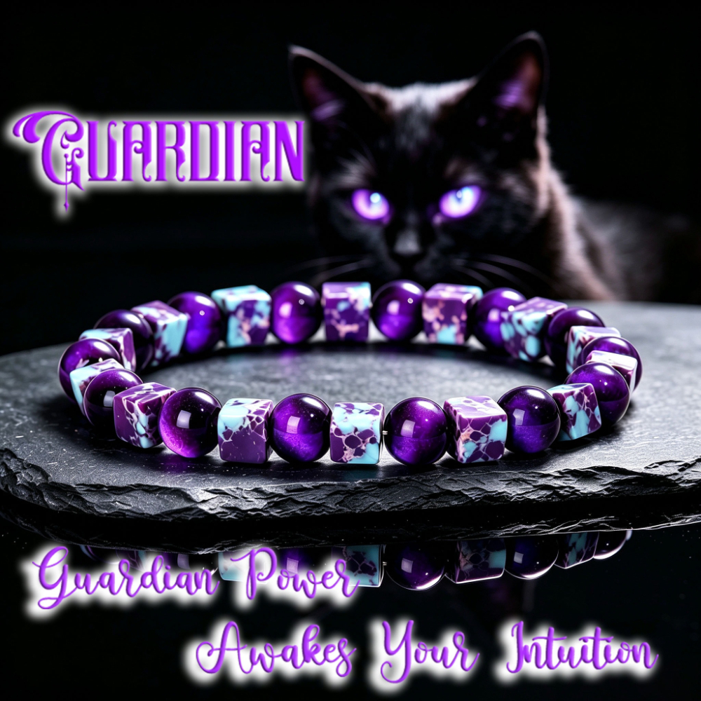TEMU Purple Imperial Turquoise Square Bead Bracelet With Purple Beads, Guardian Power Bracelet, Unisex Vintage Natural Stone Daily Jewelry Gift