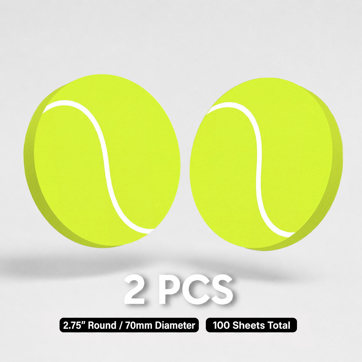 TEMU 2pcs Tennis Ball Sticky Notes Suitable For Office, School, Journaling - 100 Sheets Removable Self-adhesive Round Memo Pads With Tennis Theme
