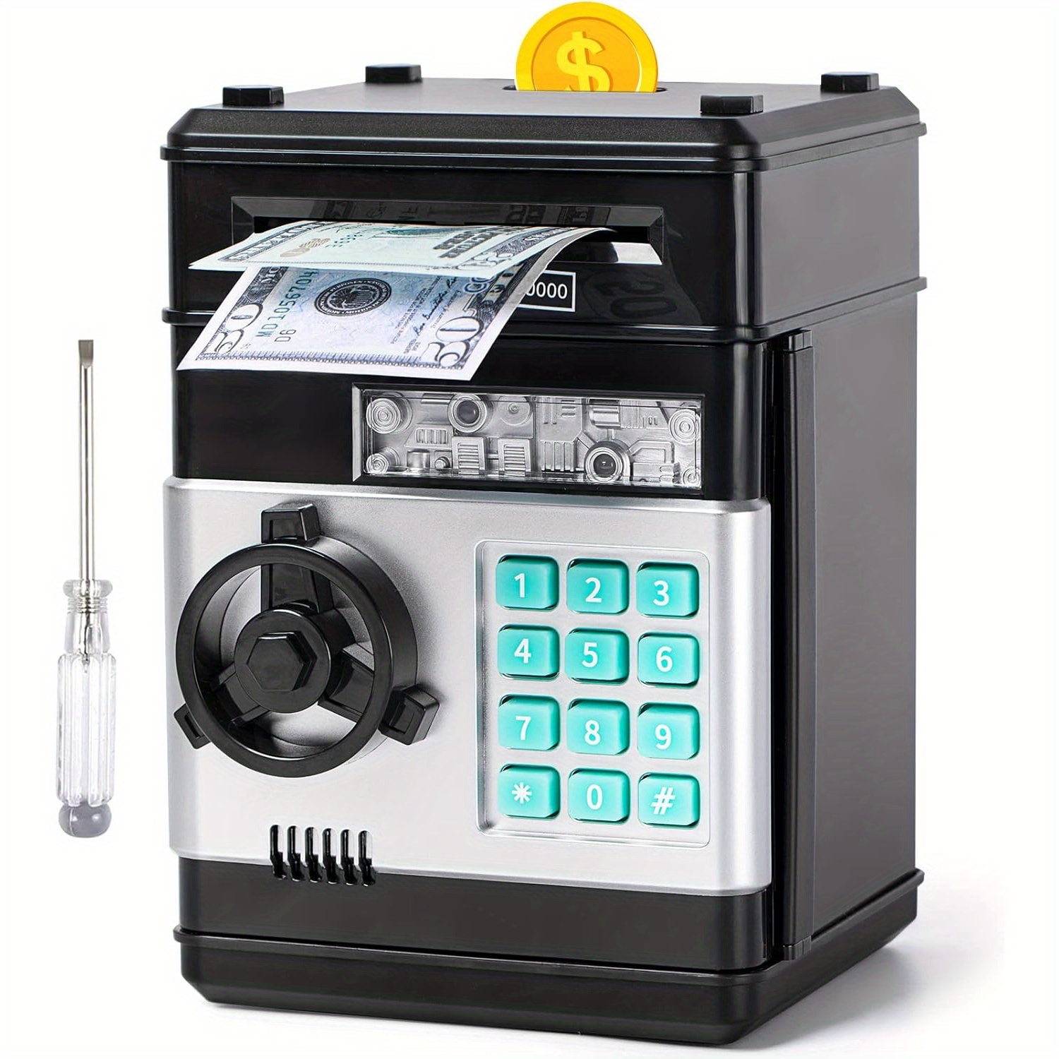 1 Piggy Bank, Large Electronic Piggy Bank With Protection, Suitable For Girls And Boys, Piggy Bank Cash Coin Bank ATM Bank, For Halloween, Christmas Gifts
