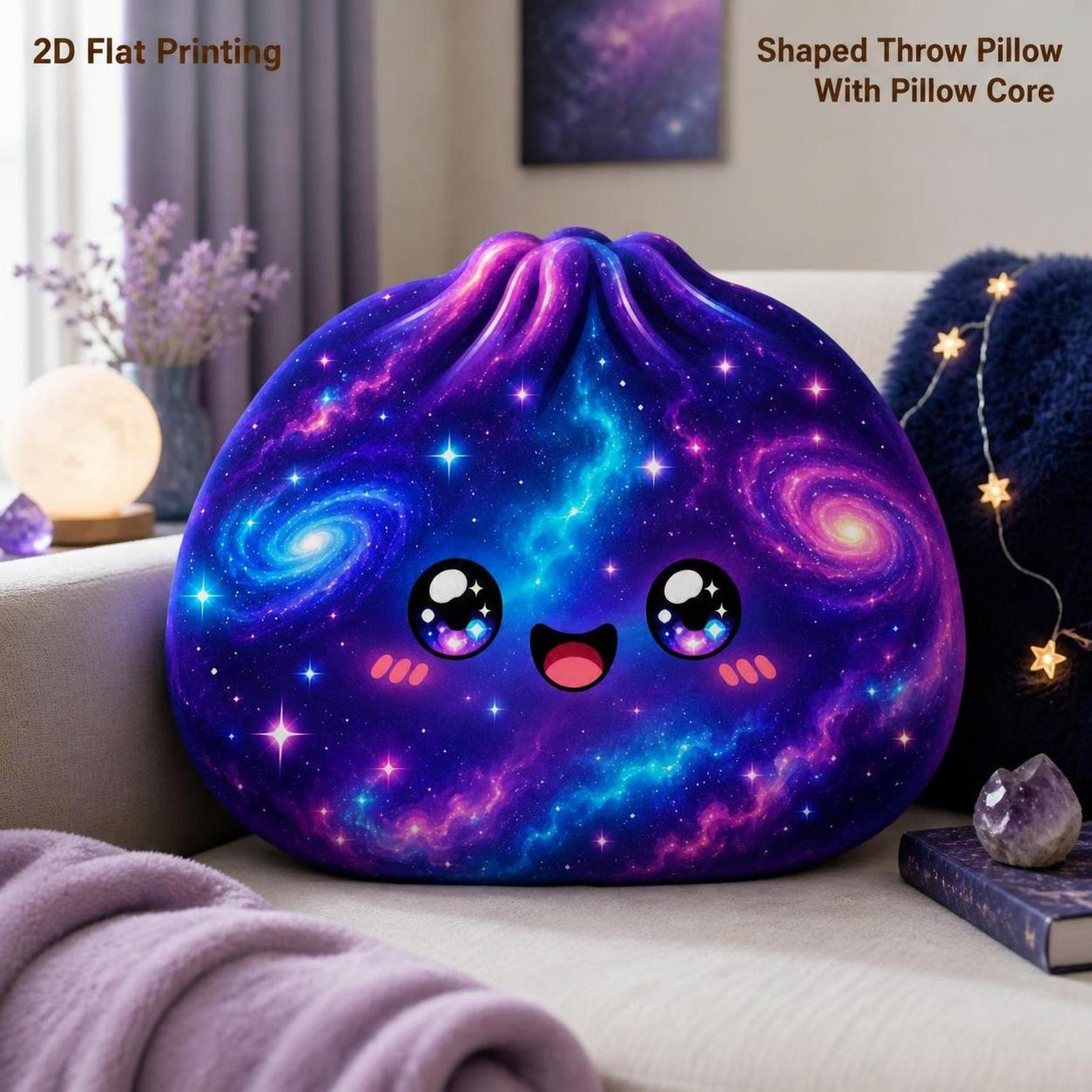 TEMU Dumpling Shaped Throw Pillow - Kawaii Dorm Decor Cushion With Dumpling Print, Stuffed Pillow Suitable For Bed, Sofa,, Space Themed Room For, 2d