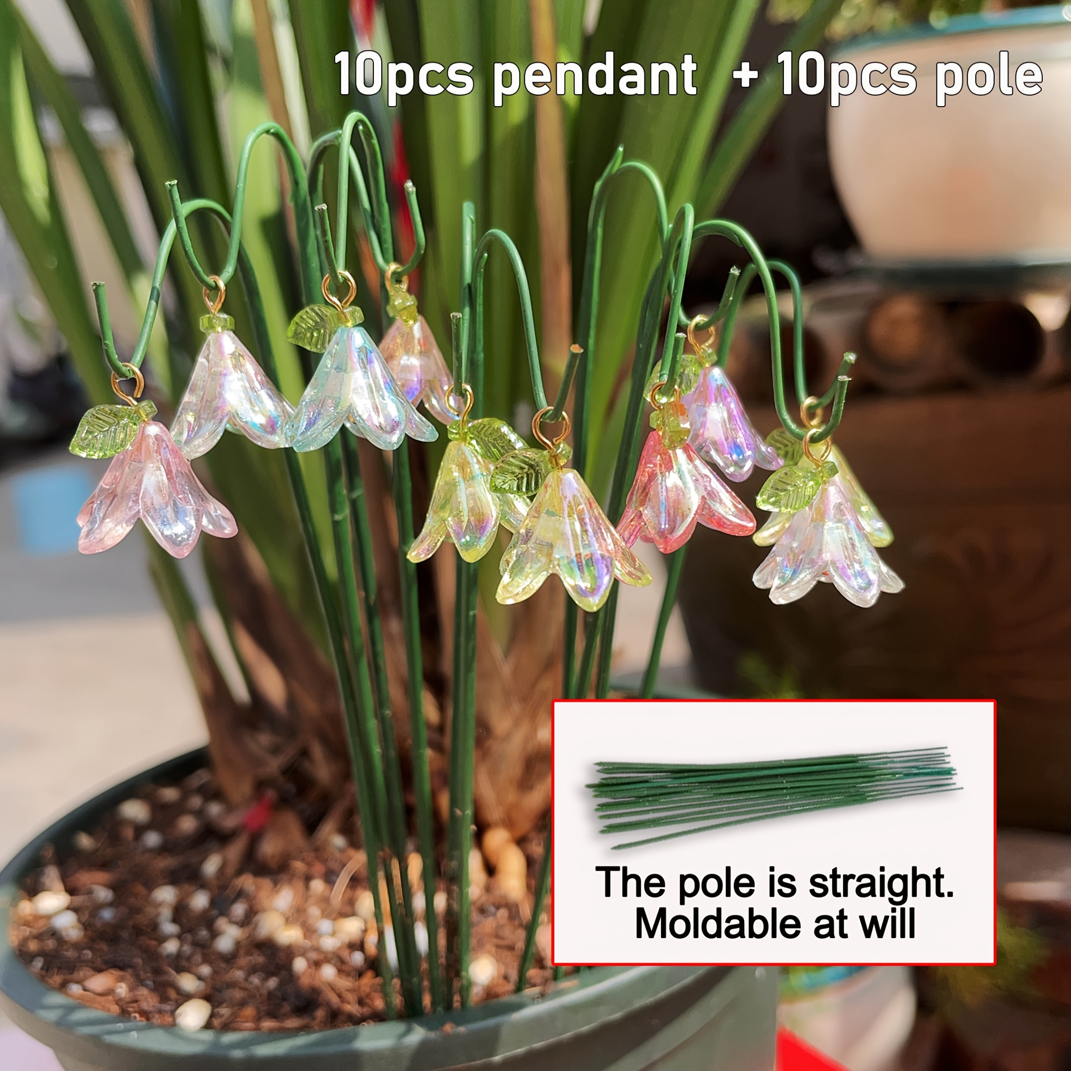 E-shop 【3D】 [3D] 20 Stück Simulations-Blumen-Gartenstäbe (10 Blumen + 10 Stäbe) - Dekorative Gartenstäbe für den Außenbereich, Ergänzungen für