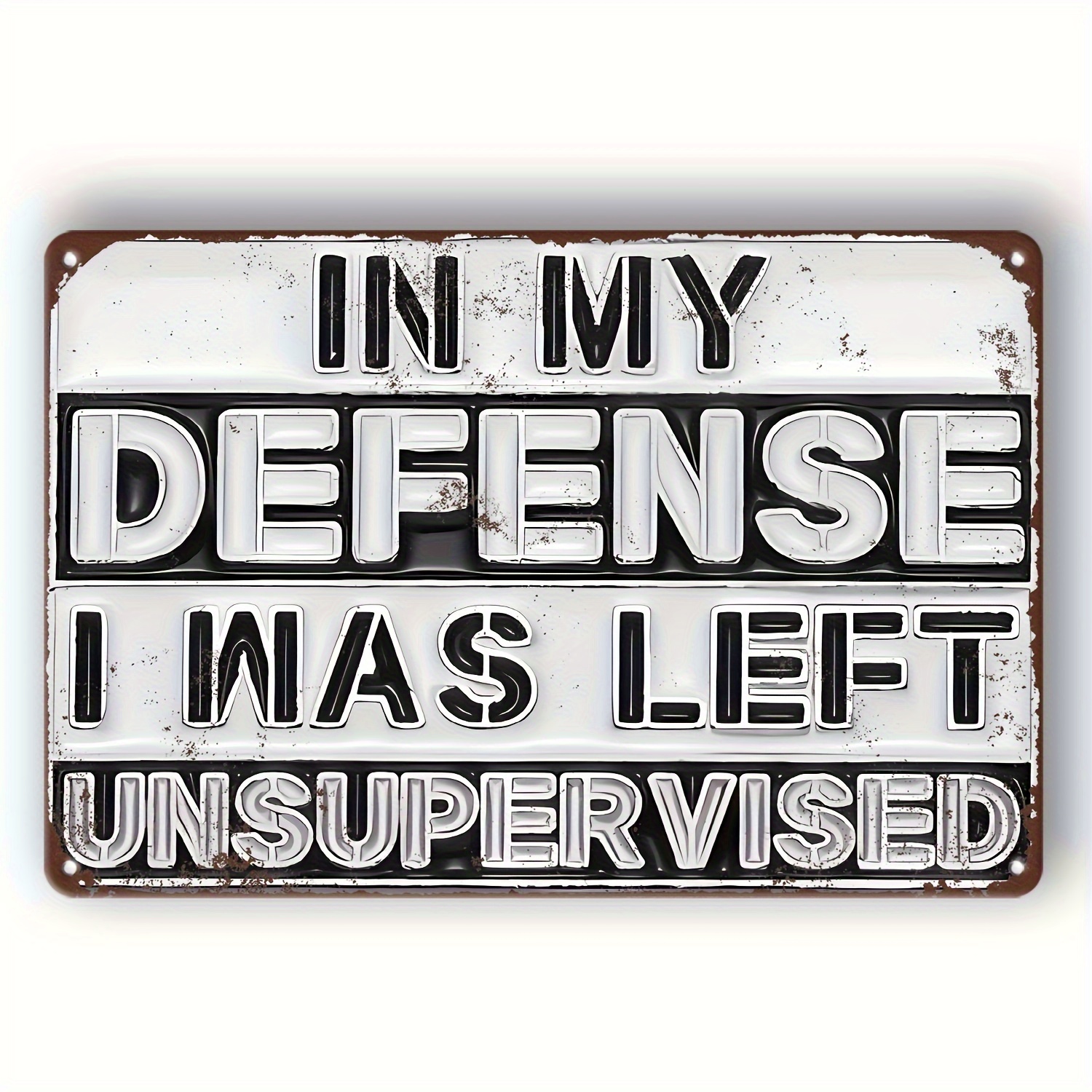TEMU Decorative Signs & Plaques 1pc "my Defense Is I Have No 1 To " Humorous Aluminum Signs - 8x12 Rustic Wall Art For Home, Office, Bar Decor -