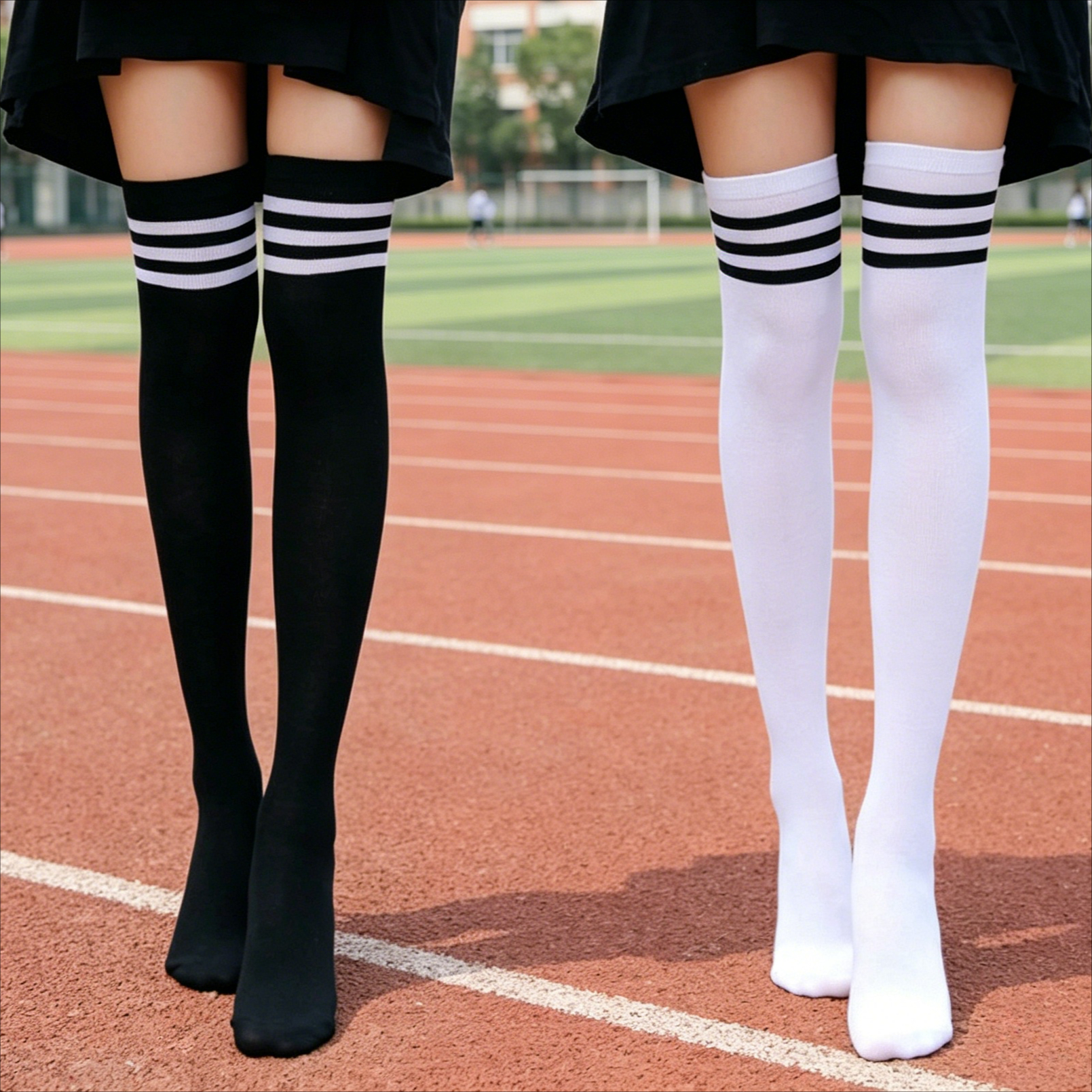 TEMU 2 paires de chaussettes montantes fuselées à micro-pression, chaussettes JK pour femme, styles à jambe longue pour toutes , chaussettes hautes