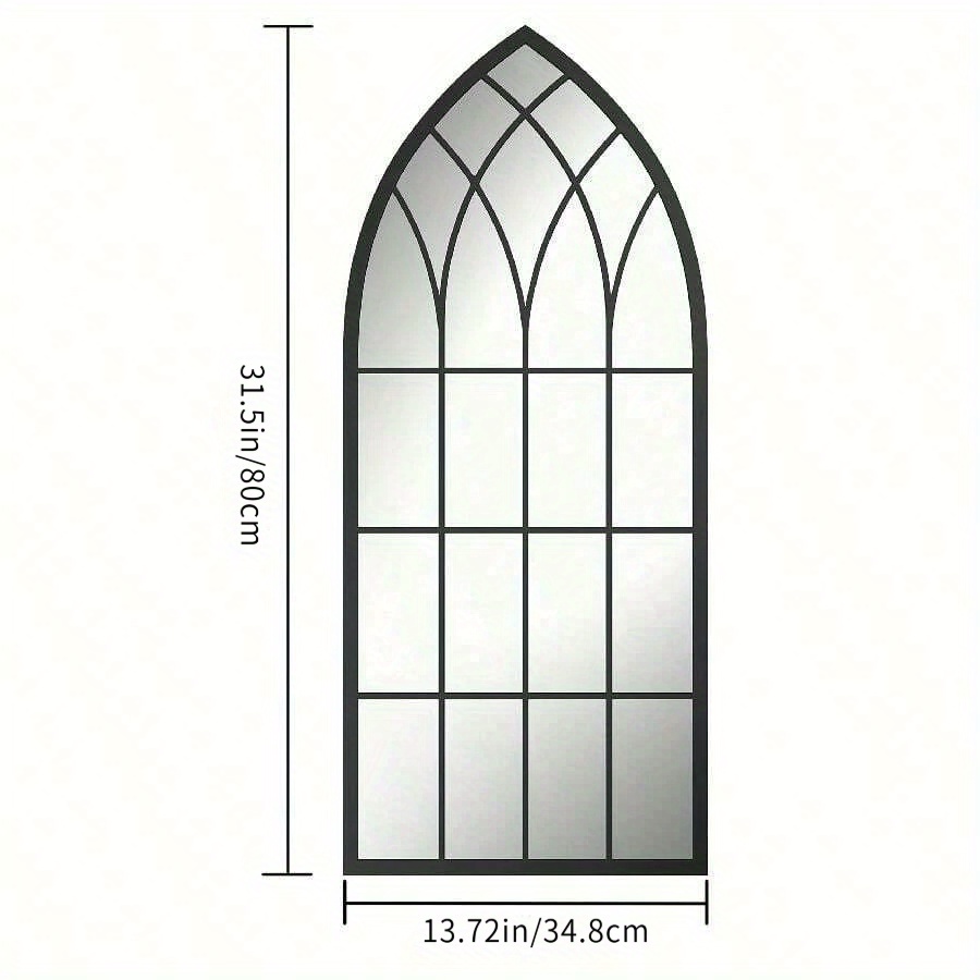 Black Arched Window Mirror Cathedral Style Decorative Mirror