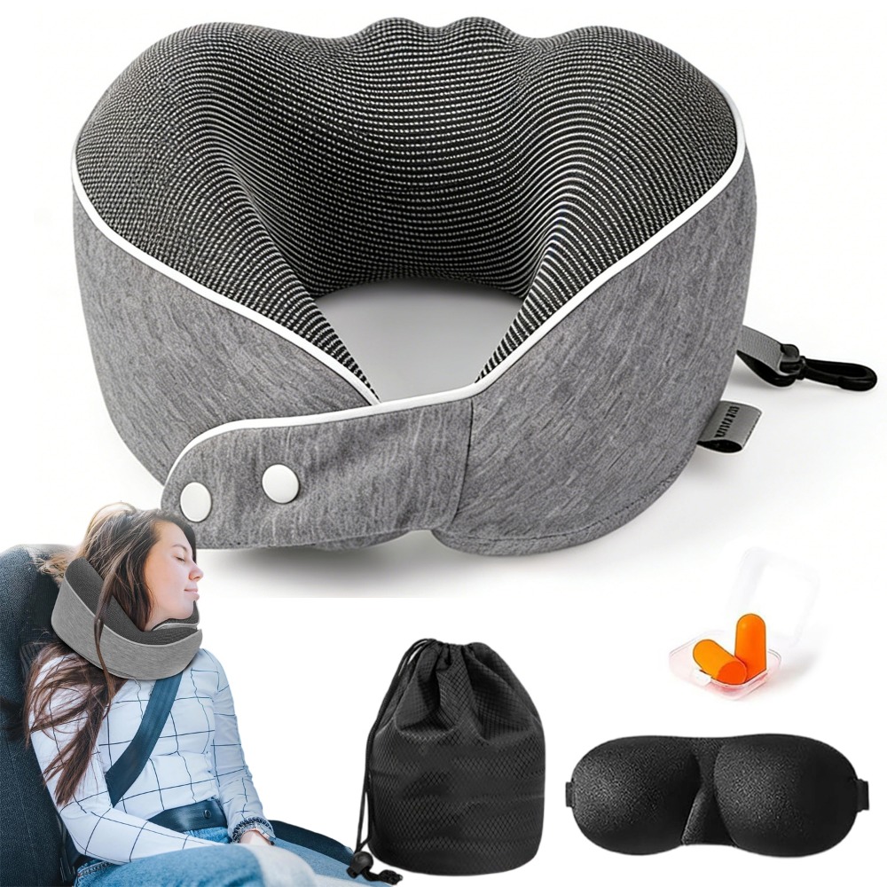 Neck Pillow With , Removable Pillowcase And Storage Bag, Soft Foldable Structure, Lightweight And Easy To Carry, Perfect For Office Rest, Travel, Business Trips And Airplane Use