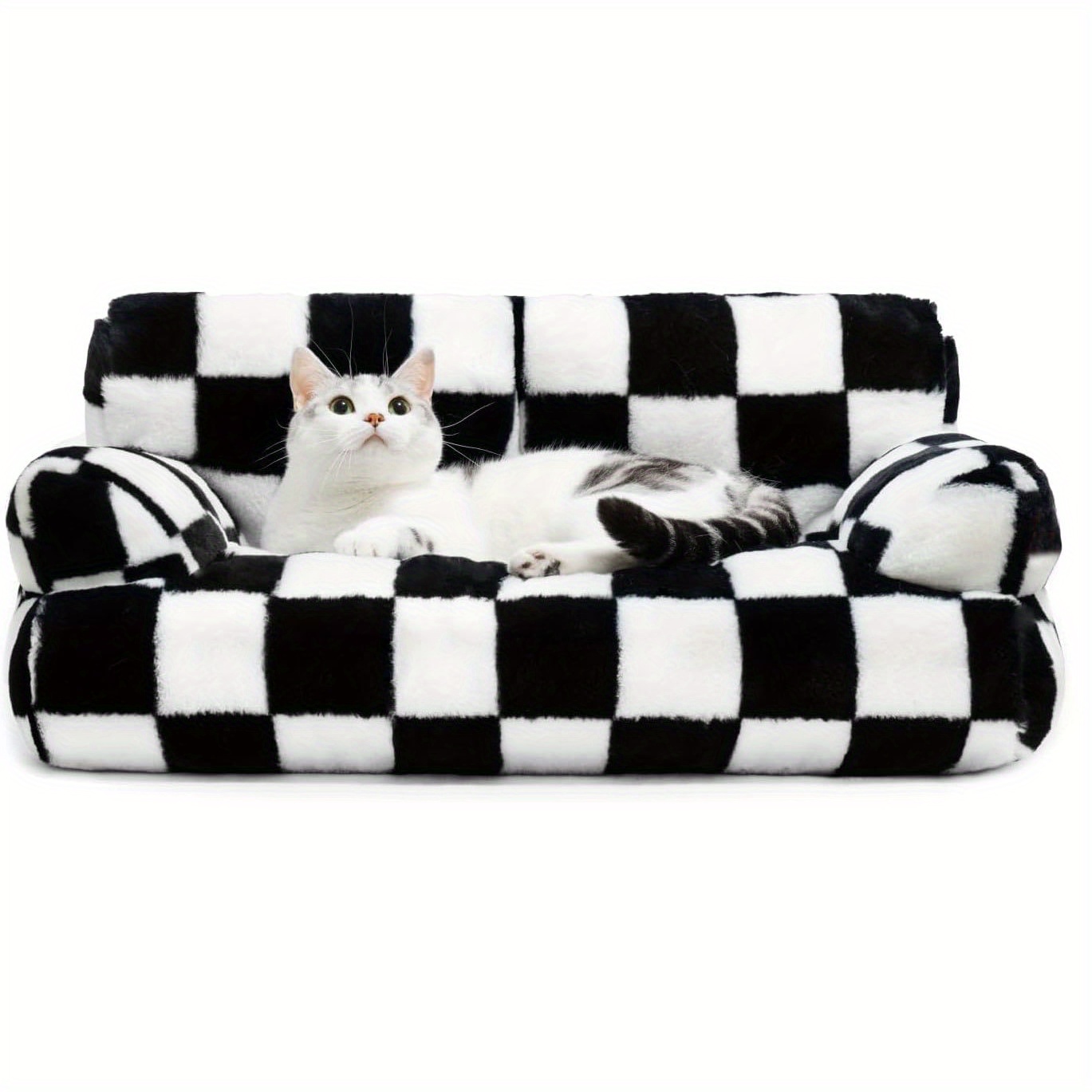 non slip washable dog bed plush sofa lounger with     soft polyester pet cushion for small medium large breeds indoor outdoor use easy   bed for   or gifting checkered pattern durable construction Product details 0