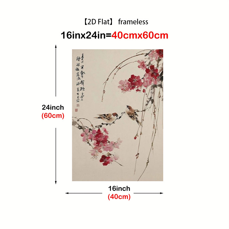 stampa su tela senza cornice 2d, [2d flat] 1 pz, stile giapponese e cinese compatibile - fiori di ciliegio e uccelli in  ,   minimalista zen     orientale per decorazioni autunnali/invernali, decorazione per   da letto