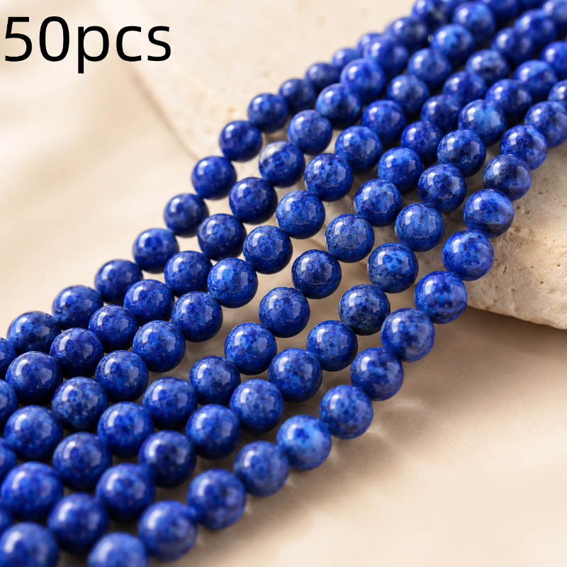 TEMU 50 stuks 8mm blauwe kralen, geschikt om cadeau te aan familie en vrienden