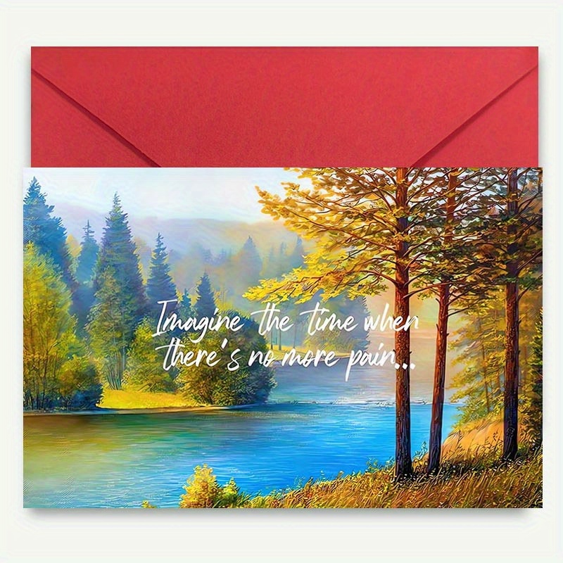 TEMU 1 Recovery Greeting Card With An Uplifting Natural Scene, Including An Envelope And An Encouraging Note, Suitable For Birthdays, Christmas, New