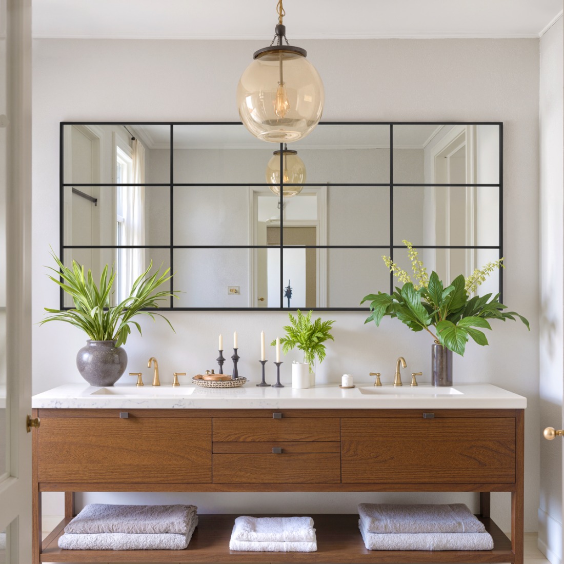 TEMU de maquillage pour meuble-lavabo de salle de bain, mural décoratif élégant en , long moderne pour au-dessus de l'évier, à suspendre au mur et à