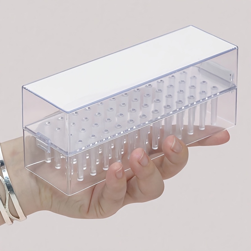 Transparent 48 Holes Professional Nail Bits Storage Box Empty Clear Box Nail Drill Display Stand Manicure Accessory Tools