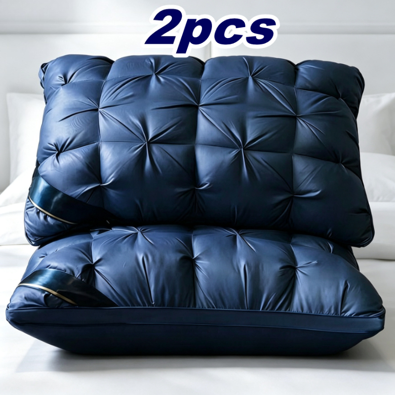 TEMU 2-pack Luxe Twist Quilted Bed Pillows, 3 Colors Available, Cooling Hypoallergenic Pillows With Detachable Washable Cover & Plush Rebound Core, -