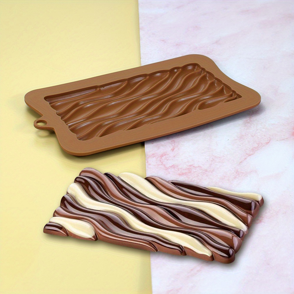 1pc wave pattern chocolate mold non stick reusable silicone bakeware for homemade chocolate candy fondant with kitchen crafting tool