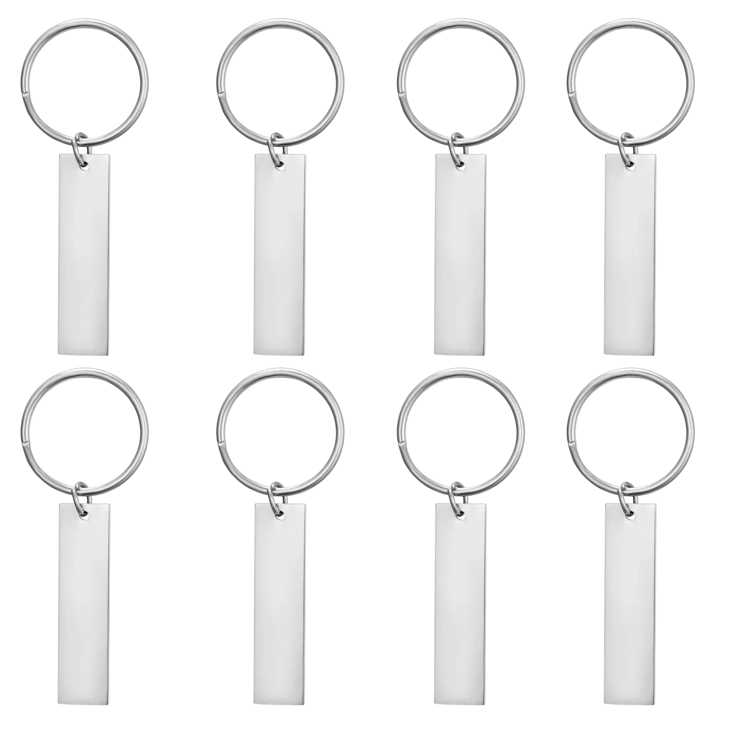 TEMU 8pcs Set Of Stainless Strips, 4 Colors , Key Rings And Key Chains Are Packaged Separately, Suitable For Laser Or Metal Stamping, Suitable For