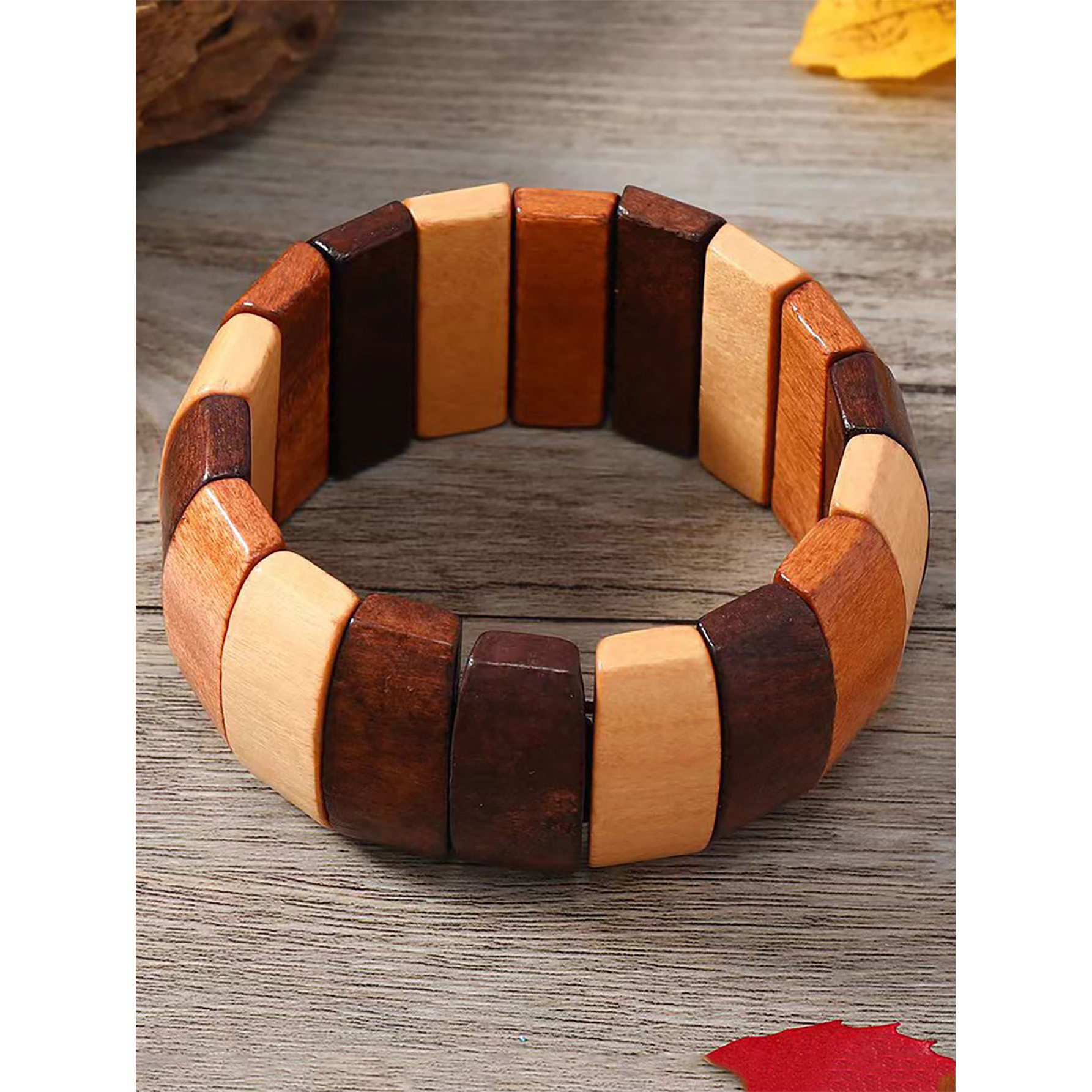TEMU 1 stuk Europese/Amerikaanse etnische stijl vintage klassieke handgemaakte armband voor dames van kokosnootschelp en houten schijf, Boheemse