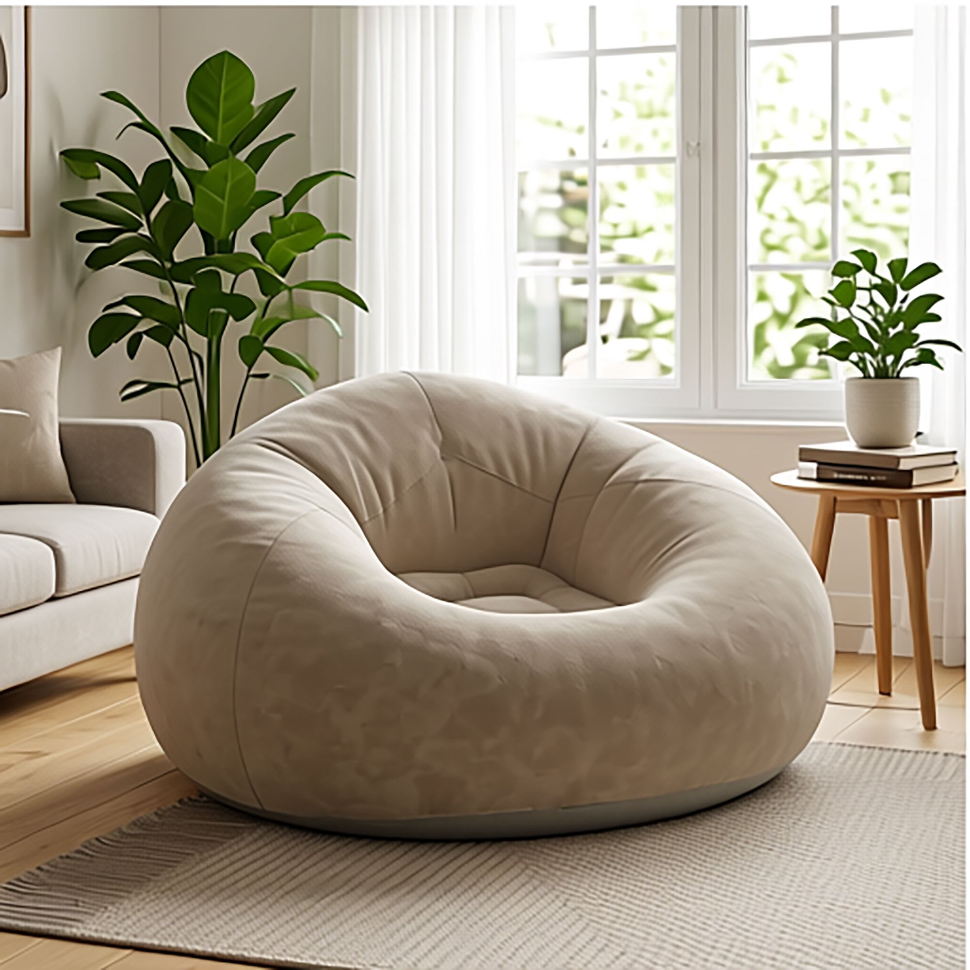 1pc Inflatable Lazy Sofa, Spherical Design, Outdoor Camping Chair, Foldable Nap Lounger, Comfortable Backrest and Armrest Seat, Essential for Travel, Vacation, and Camping