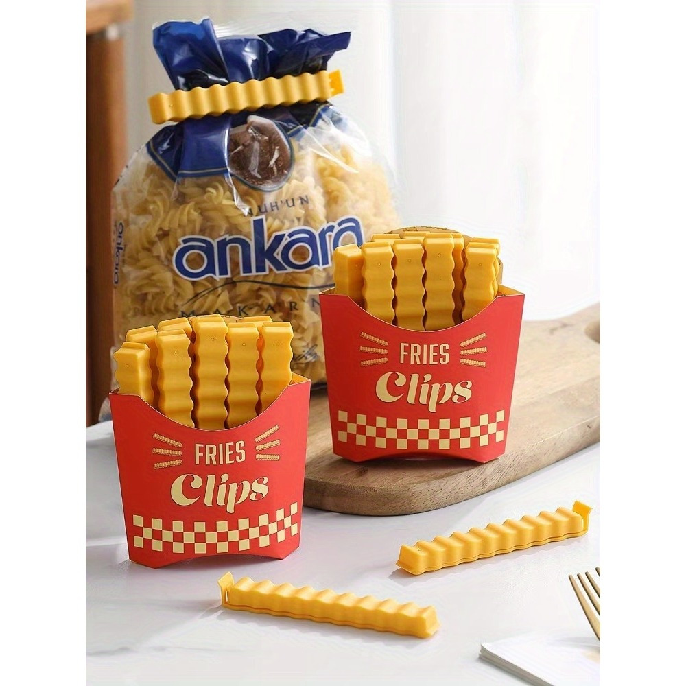 12pcs cute french fry shaped bag clips moisture proof freshness sealing for snacks bread more   plastic kitchen accessories details 1