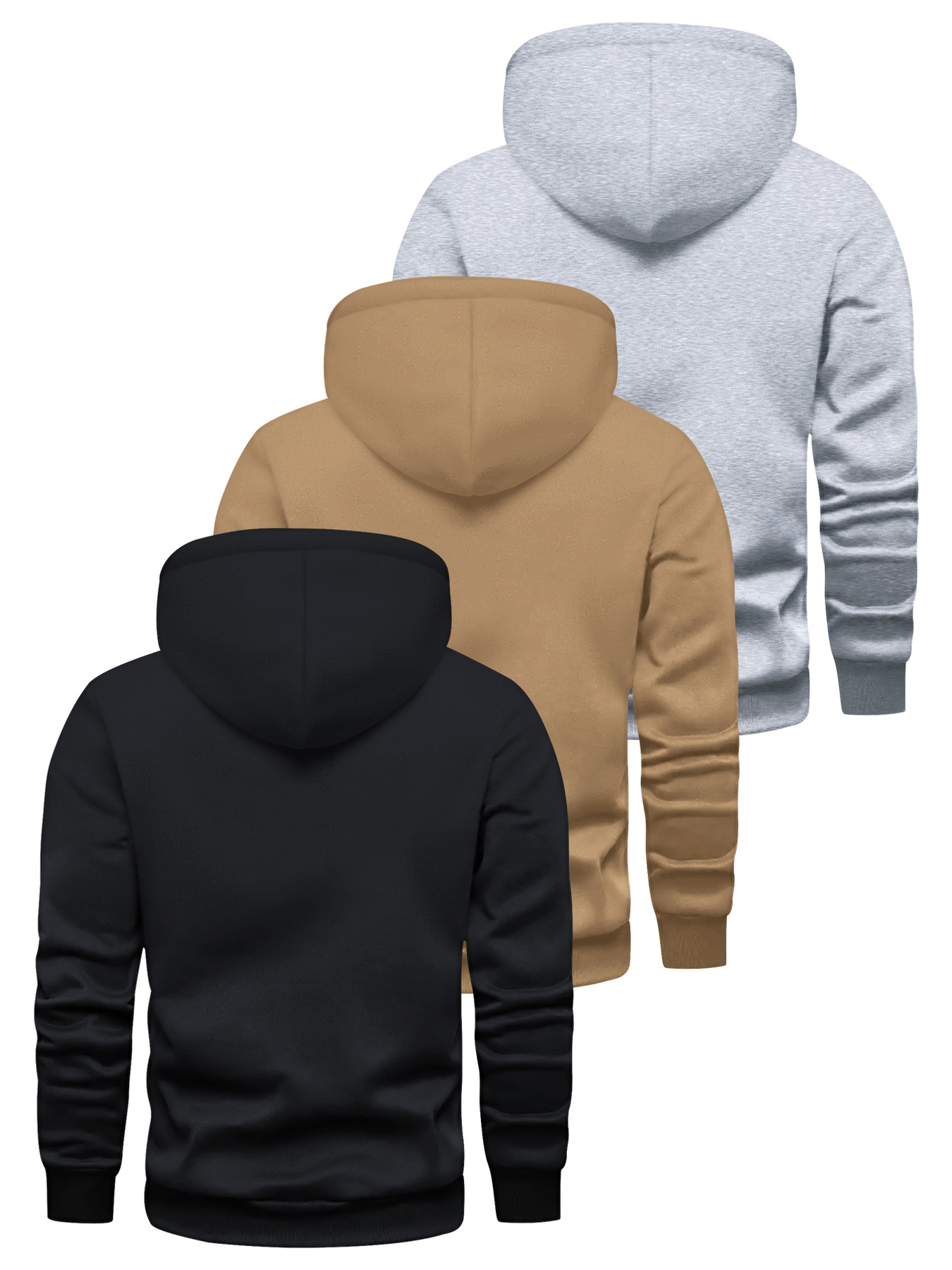 Men's 3pcs Hooded Sweatshirt Set, Long Sleeve Pullover with Kangaroo Pocket and Drawstring Hood, Graphic Print Streetwear for Gym, Jogging, Outdoor Activities, Machine Washable Casual Autumn/Winter Sportswear, Ideal for Daily Wear and Outdoor Use