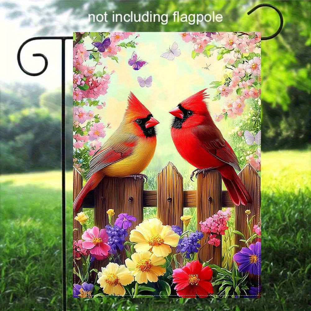 TEMU 2d Flat, 1 Double-sided Polyester Garden Flag- Vivid And Design, 2d Printed Outdoor Decoration, Flagpole Not Included, Size 12x18inch| Birds And