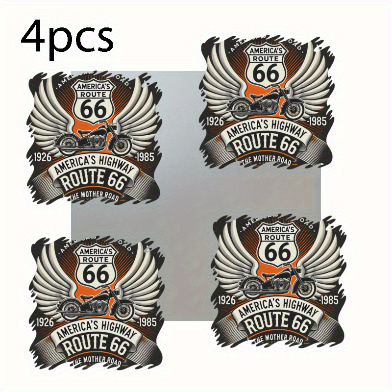 TEMU 4pcs Vinyl Stickers - Vibrant Orange, Black & With Golden Accents, Durable Polyester, Clothes, Bags, And Accessories - Road Trip Decor, Decor |