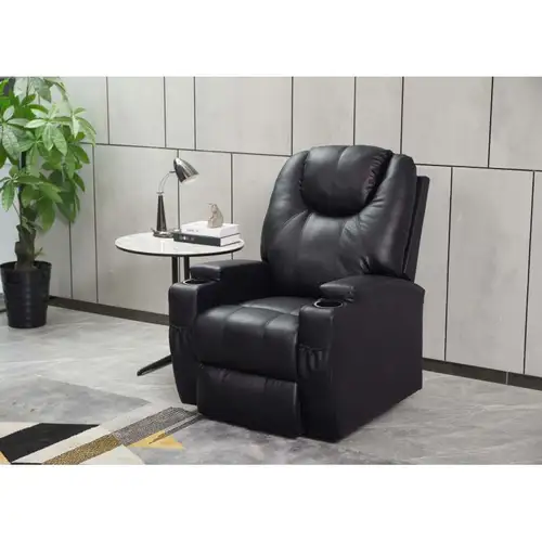 modern leather recliner chair with remote control dual cup holders ergonomic manual recliner sofa mixed colors sturdy frame for living room home theater assembly comfy chair contemporary design durable construction lounge seating stylish seating upholstery