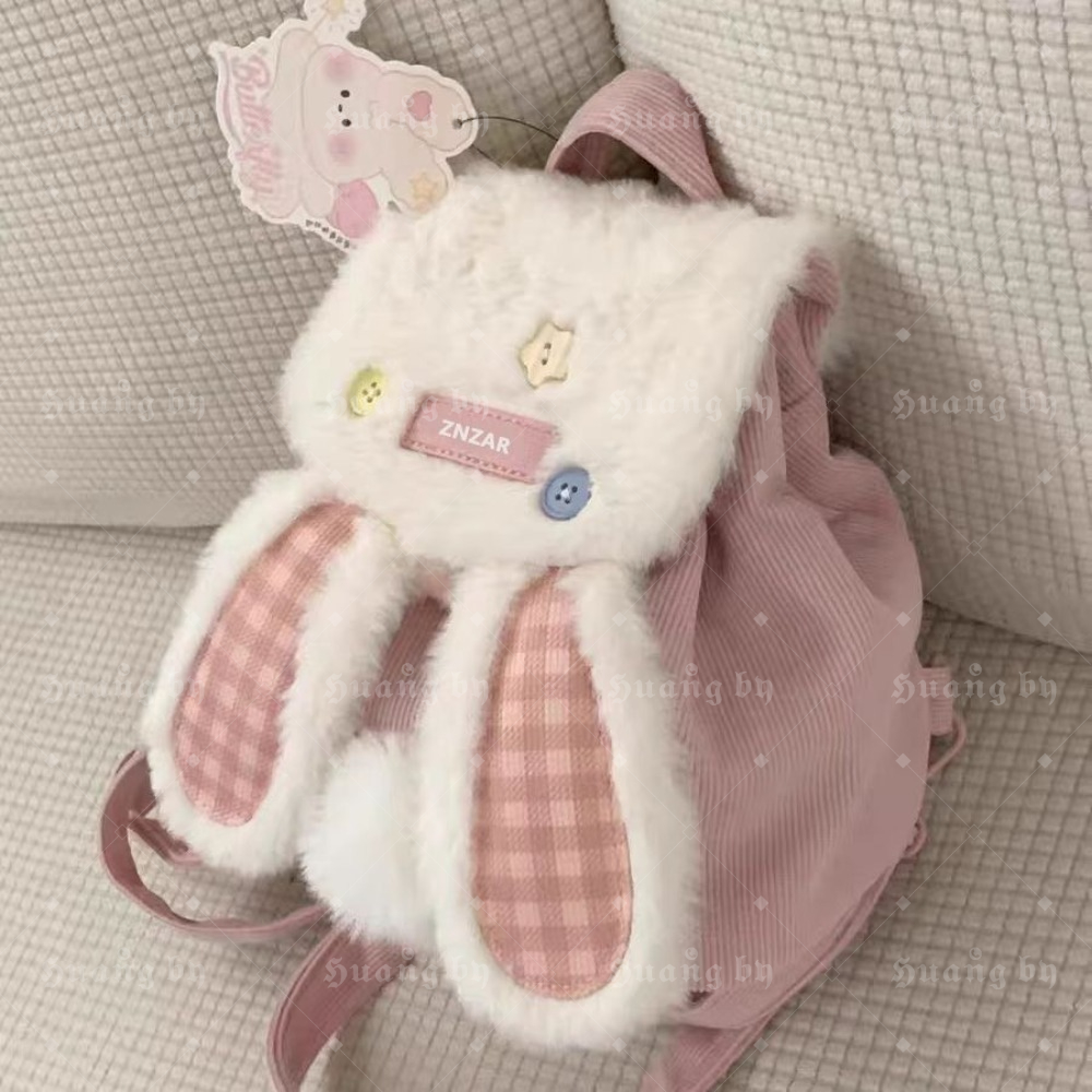 Faux Fur Rabbit Ears Backpack Cute Y2K School Bag Satchel Adjustable Straps Amazon.com: Lanpet Cute Bunny Backpacks for Women Rabbit  main image 3