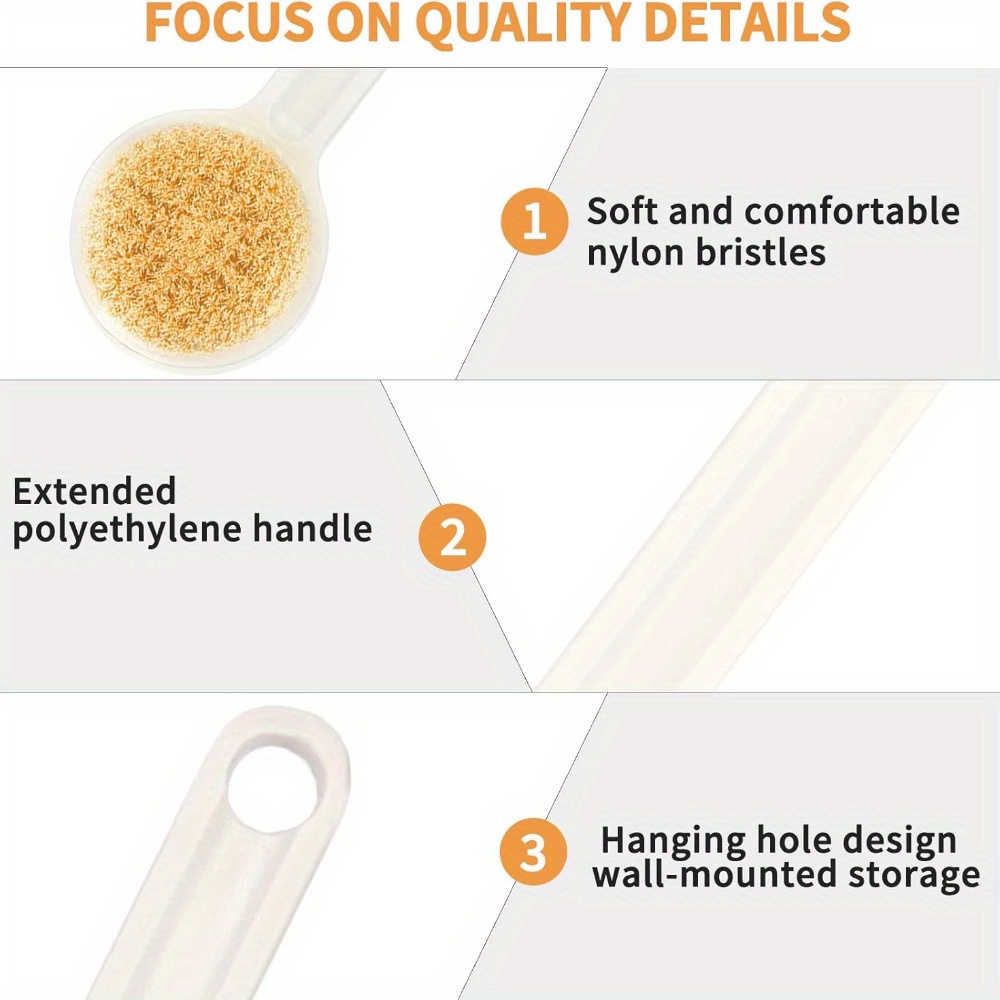 2pcs shower long handle brush u shaped back wiper back sanding brush bathroom tool accessories soft bristle shower brush suitable for use during showering Product details 4