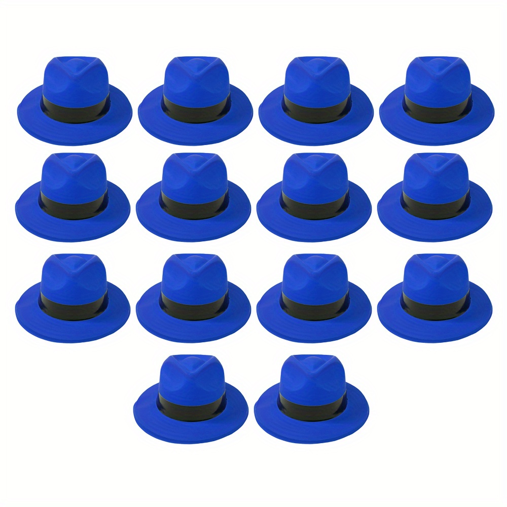 TEMU 14 Random Mixed Fluorescent Retro Jazz Hats, British Style Western Cowboy Hats, Holiday Hats, Black Woven Hats, Men's And Women' Hats I Perfect