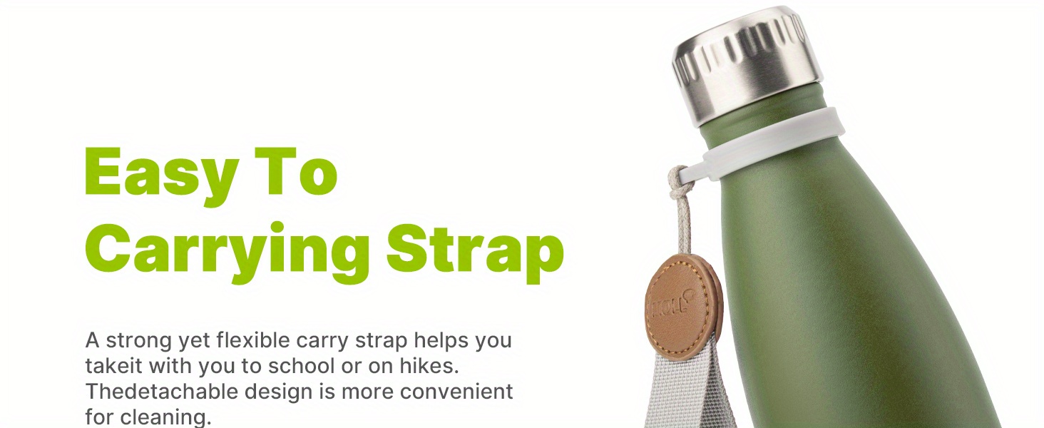 Bouteille d'eau en acier inoxydable étanche MOLLCITY avec couvercle isolé et poignée - Bouteille de voyage ovale en acier inoxydable 304 pour boissons chaudes et froides, compatible avec lave-vaisselle, aucune pile nécessaire, équipement de hydratation en plein air, design élégant, design étanche