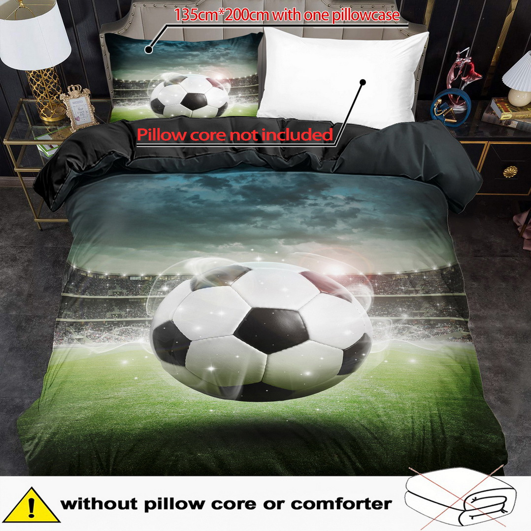 TEMU 2/ 3pcs Quilt Cover Set, Sports, Football Print Duvet Cover Set, King Bedding, Polyester Machine Washable, Quilt Decoration, Bedroom , Birthday