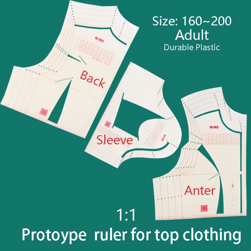 TEMU Règle de Dessin Prototype pour Vêtements Adultes - Gabarit Précis avec Lignées et des Manches, Matériau Plastique Durable- Idéal Pour à ou À