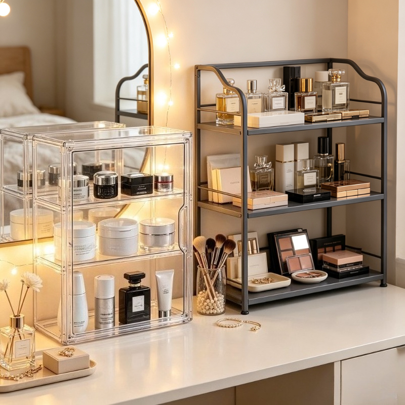TEMU Three-tier Heavy-duty Transparent Acrylic Display Case With Magnetic Doors And Double-layer Shelves - Large Freestanding Model - Suitable For
