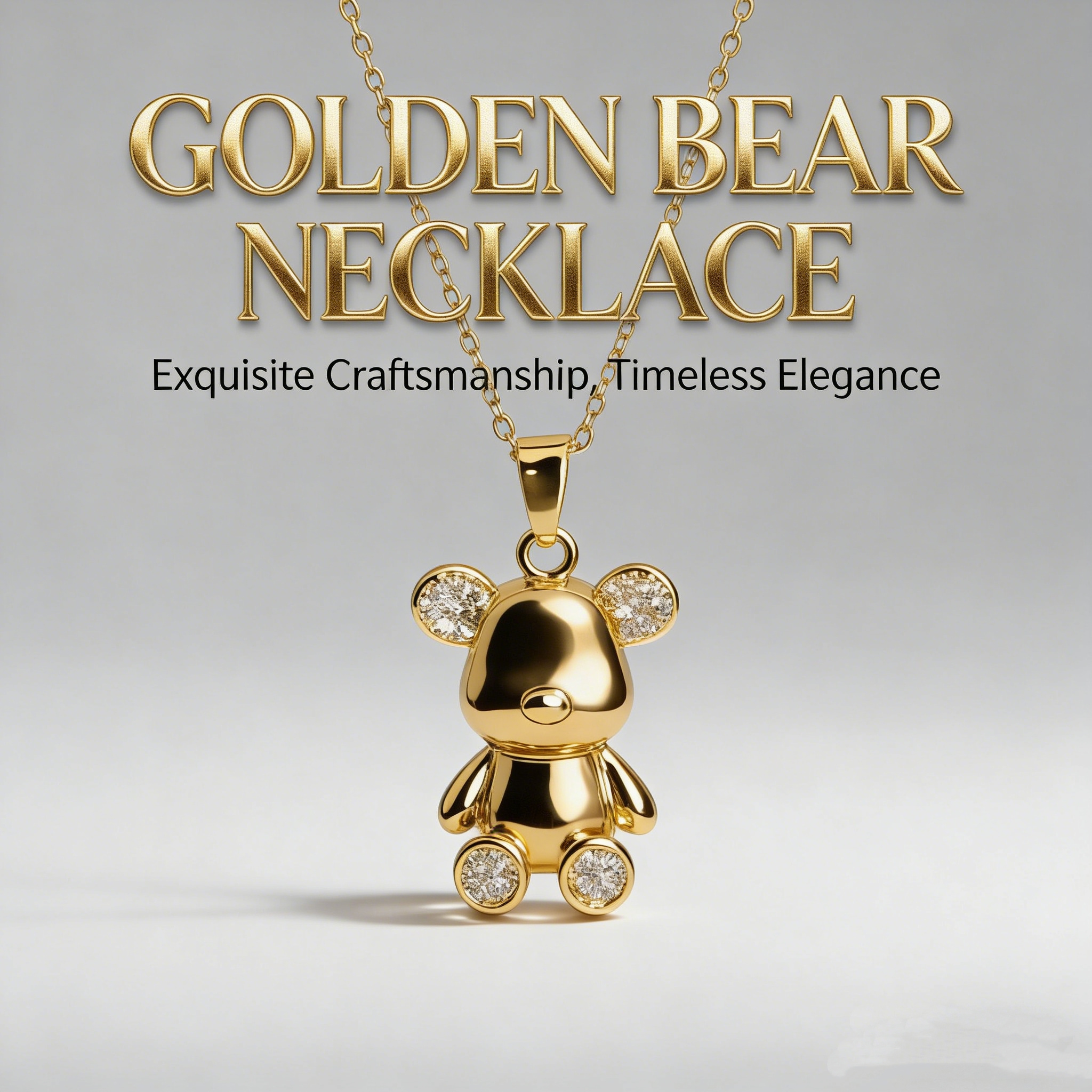 TEMU 1pc Light Luxury Bear Necklace For Women, Ck Synthetic Zirconia Inlaid Collarbone Chain, Niche High-end Exquisite Commuter Jewelry