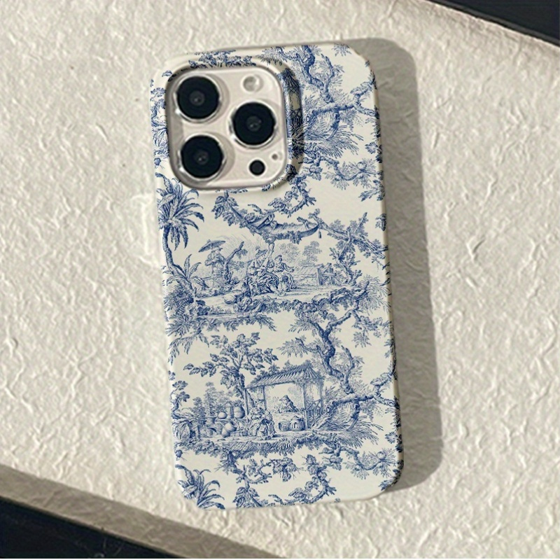 TEMU Phone Case: Fashionable, Beautiful And Elegant Blue And White Porcelain Style Flower Pattern New High-quality And Durable Large Hole All