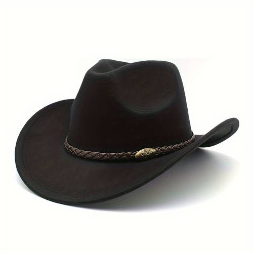 classic wide brim western cowboy hat calf accent riding dress hat unisex for riding and western theme events
