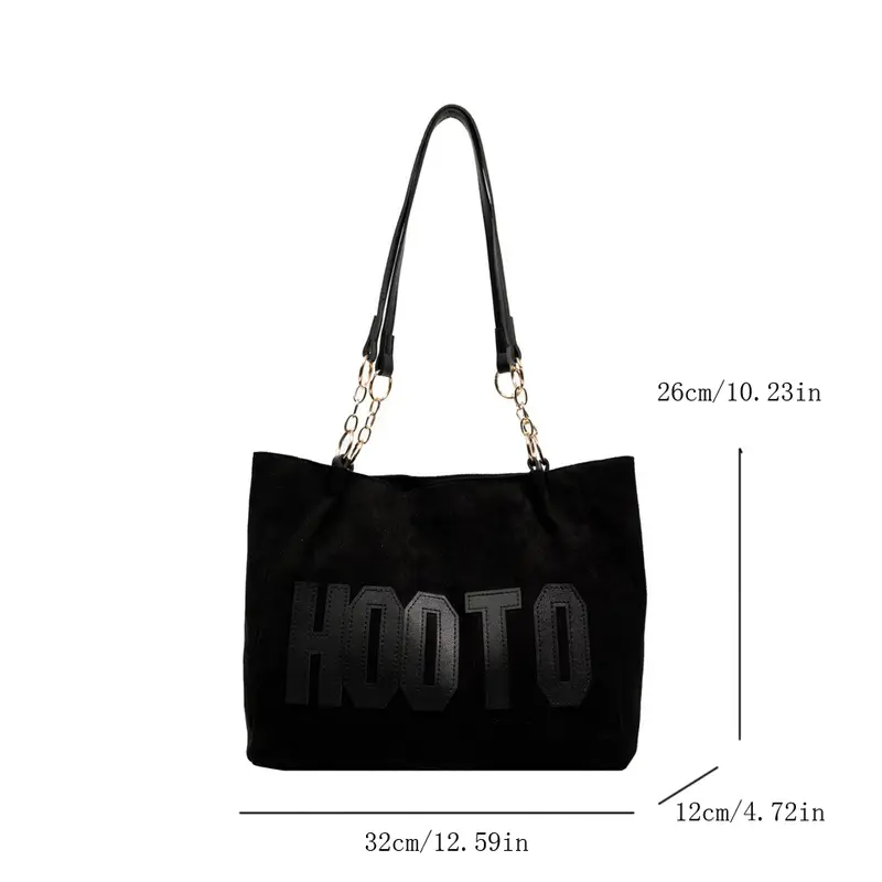 1pc new large capacity womens shoulder bag fashion velvet tote bag daily shopping use tote bag details 4