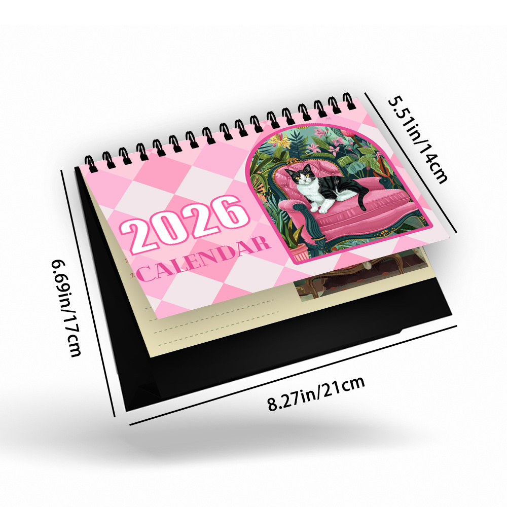 TEMU 1pc, , Desk Calendar, Lying Theme Calendar - Pet - Pet Desktop Calendar, Standing Calendar/desk Calendar/desk Calendar, 12 Different Exquisite