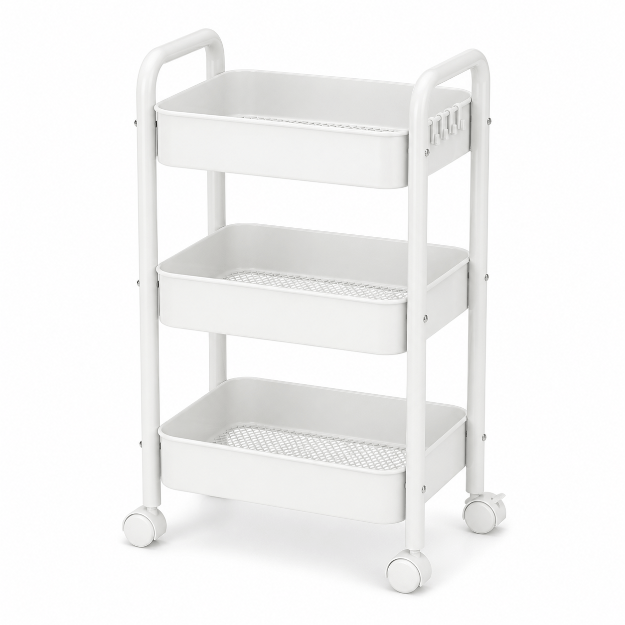 TEMU 3-tier Utility Cart Organizer With Sturdy Metal Construction, Ideal For Office, Study, Library, Bathroom, Kitchen, And Living Room Storage,