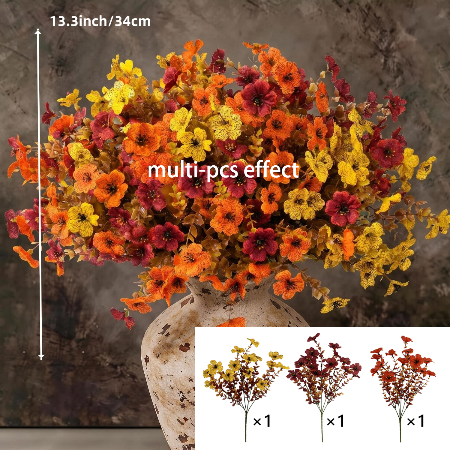 TEMU 3 Bundles Outdoor Decor Artificial Sunflower Flowers • Uv Resistant Non-fading • Halloween Harvest Thanksgiving Autumn Fake Plant Decorations •