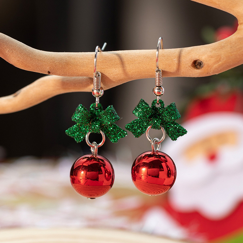 TEMU 1 Pair Christmas Long Earrings With Bling Bling Sequin Bow And Ball Pendant, Christmas Eve And Christmas Ornament Gift, Women's Fashion Dangle