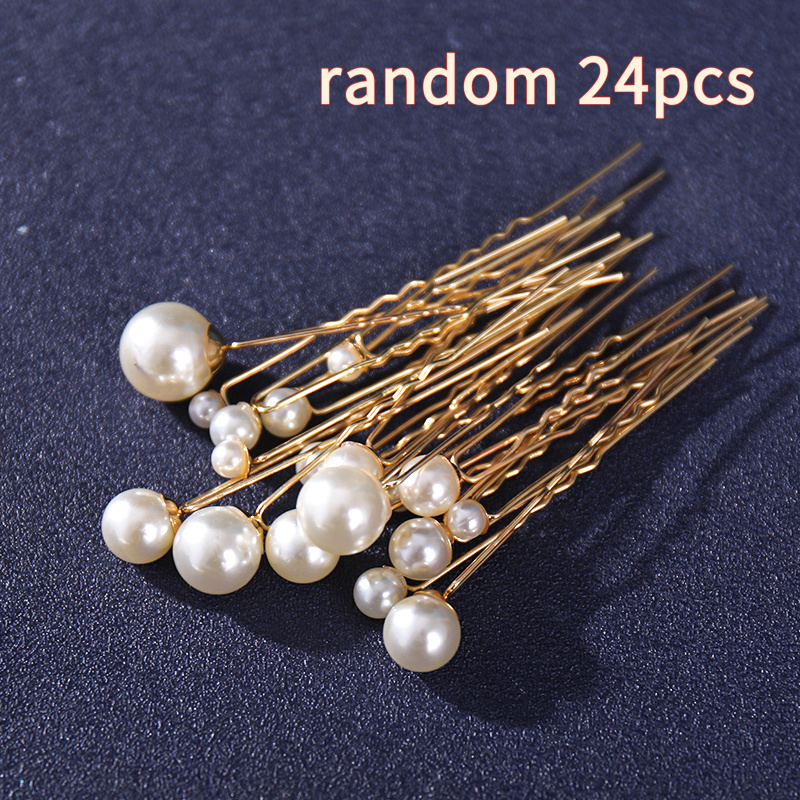 Random Size Pearl Fork Bridal Headpiece with U-Clip