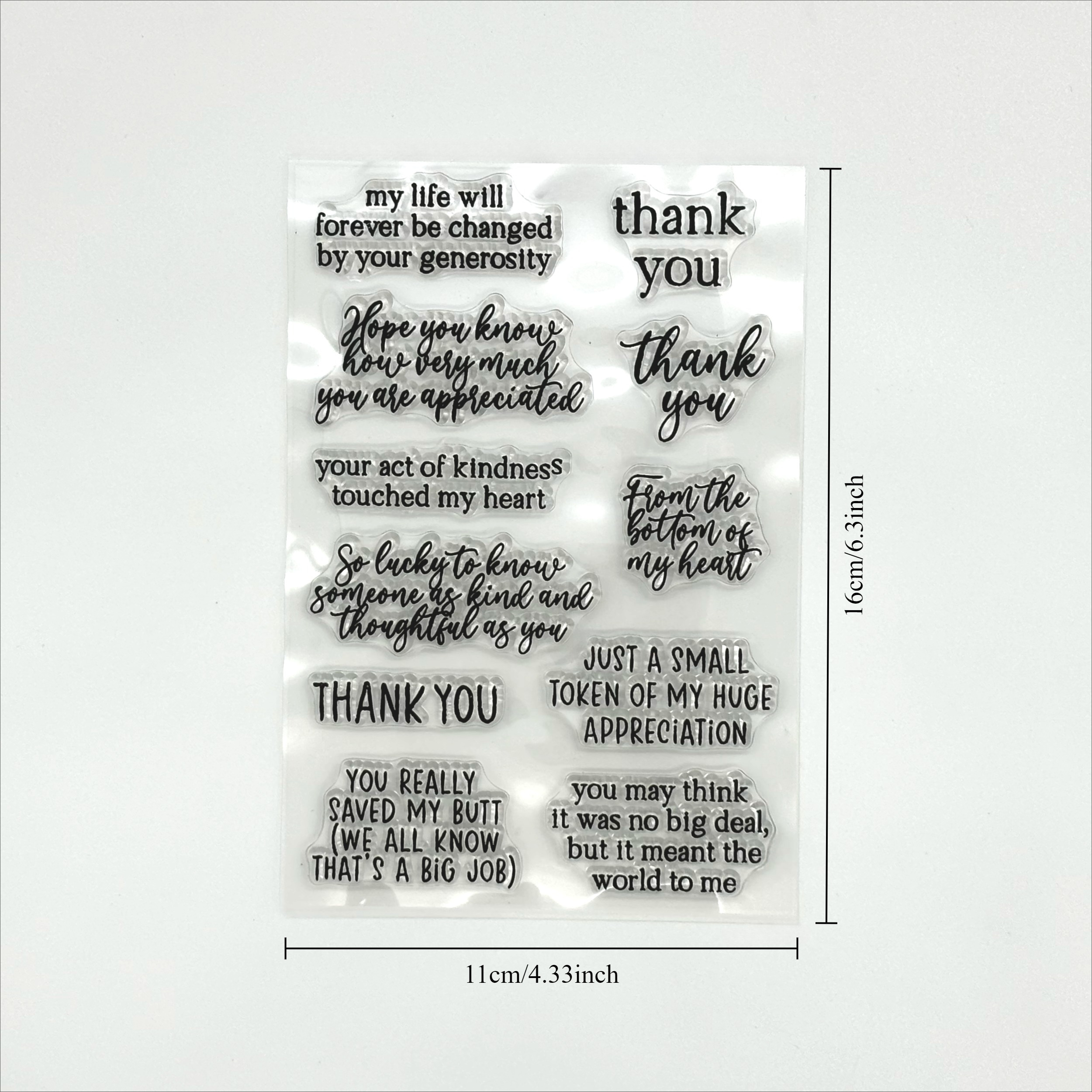 

1pc Inside Clear Silicone Stamp - 11 Emotional Words Including "thank You" For Holiday Crafts, Greeting Cards & Messages (16cm X 43cm)