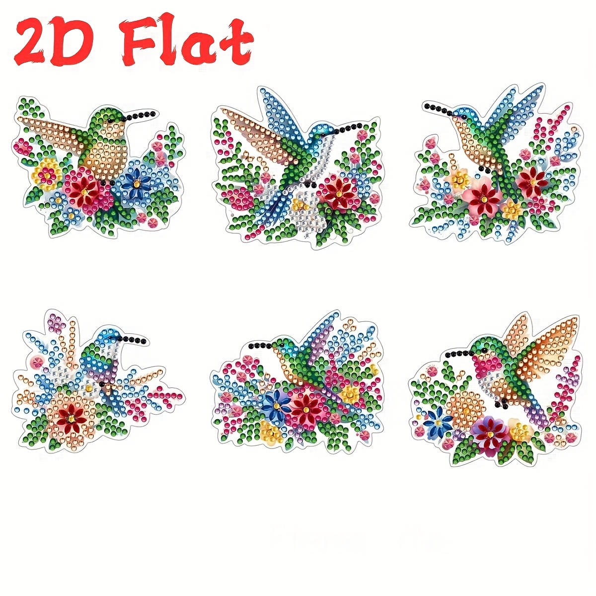 TEMU 6pcs, 2d Flat Painting Kit, Painting Art Hummingbird Refrigerator Magnet Painting Decoration, Painting Magnetic Kit Crafts, Gifts, Refrigerator