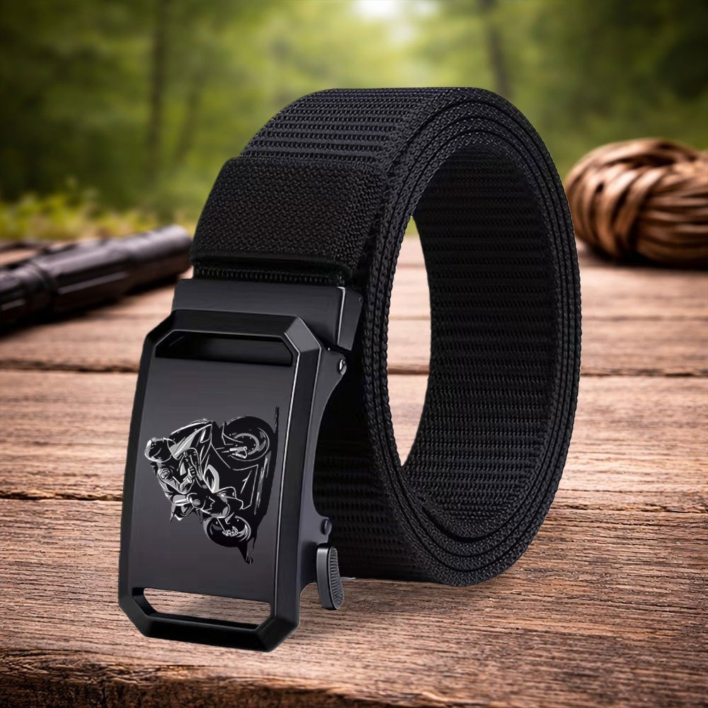 TEMU 1pc Fashionable Motorcycle Pattern Men's Belt Men's Waist Belt - Easy And - Suitable For Casual And Business Occasions - Daily Wear High-end