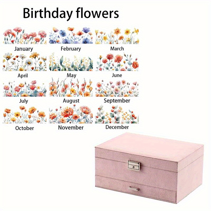 Elegant Floral Jewelry Box with Custom Name, Gift Organizer