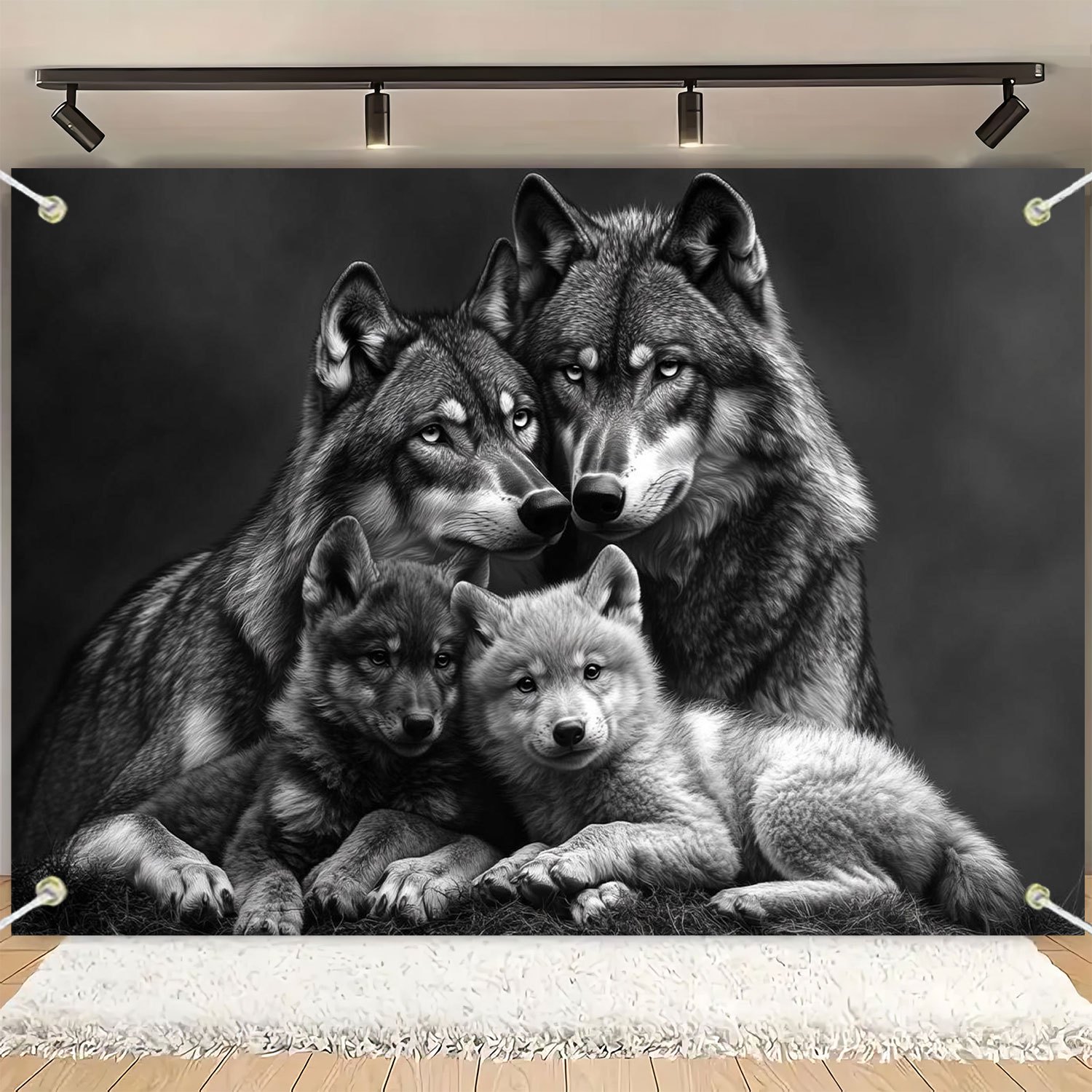 Wolf-familien-wandteppich Für Innen- Und Außendekoration_voghion.com