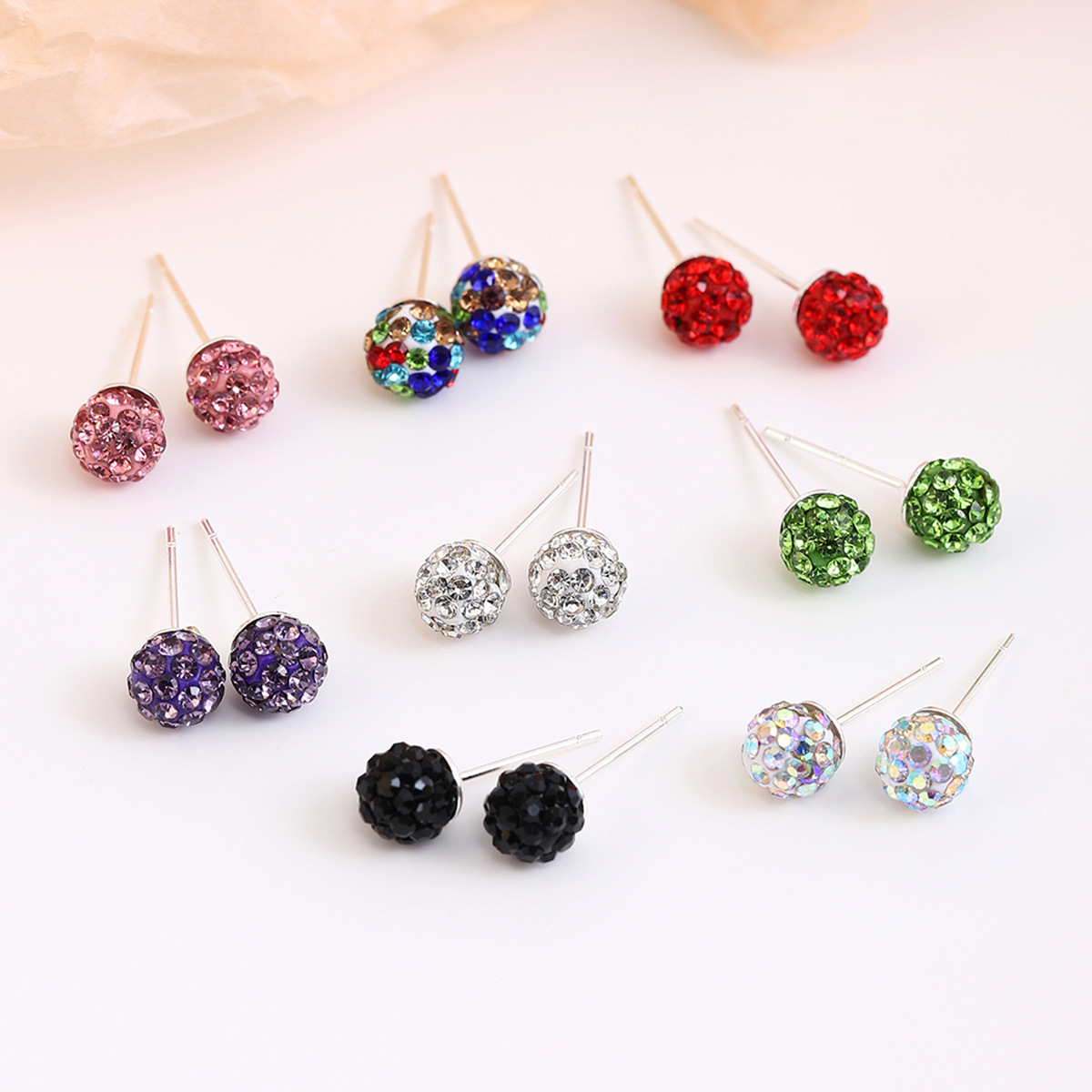 TEMU 8 Pairs Glittering Stud Earrings Set, Alloy Earrings For Women, Hypoallergenic, Versatile For & Gifts, Sparkling Jewelry Collection